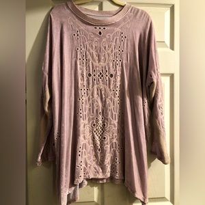 Johnny Was velour eyelet tunic. Collar slightly worn.